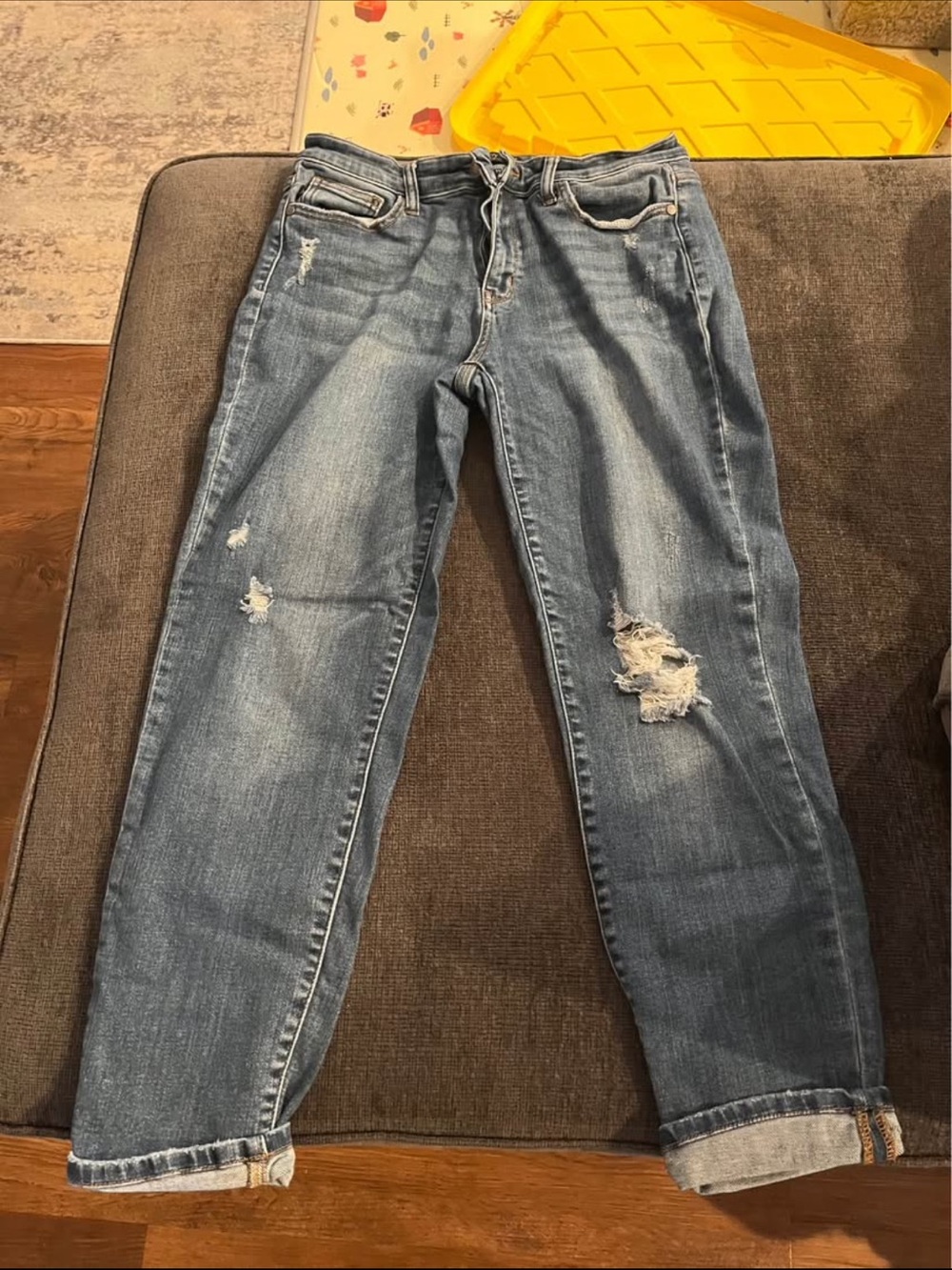 Judy Blue Relaxed Distressed Boyfriend Jeans - Medium Blue